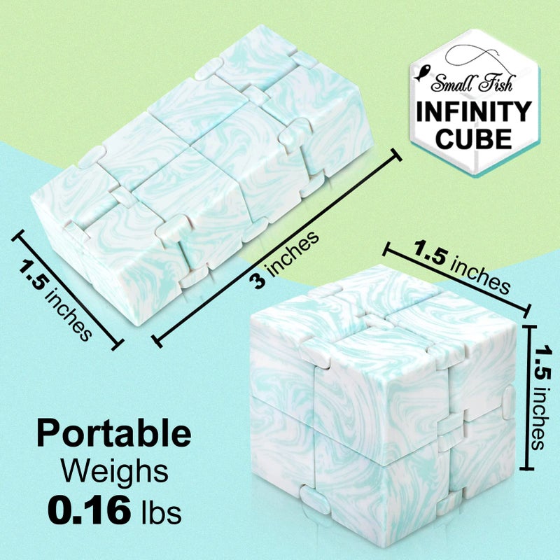 SMALL FISH Infinity Cube Sensory Fidget Toy, Sensory Tool EDC Fidgeting Game for Kids and Adults, Cool Mini Gadget Best for Stress and Stress Relief, Hand-Held Fidget Toy (Marble) - Image 2