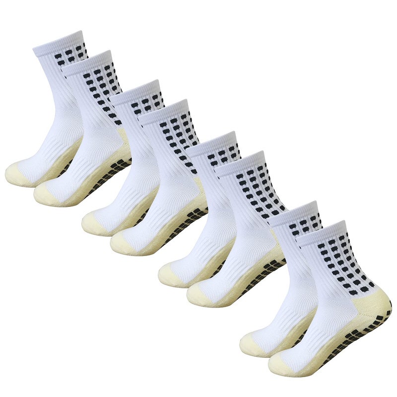 Yufree Men's Soccer Socks Anti Slip Non Slip Grip Pads for Football Basketball Sports Grip Socks, 4 Pair - Image 1