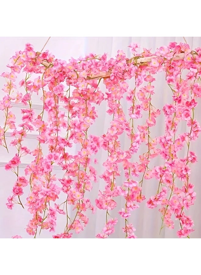 Cherry Blossom Garland - Vibrant Artificial Sakura Flowers Vine for Home, Garden, Wedding, Party Decor - No Power Required, Easy Installation, Realistic Petals, Weather-Resistant, Reusable, and Perfect for Indoor Outdoor Decor - Image 5