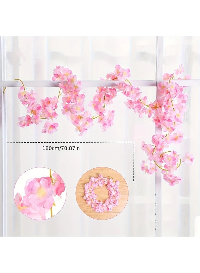 Cherry Blossom Garland - Vibrant Artificial Sakura Flowers Vine for Home, Garden, Wedding, Party Decor - No Power Required, Easy Installation, Realistic Petals, Weather-Resistant, Reusable, and Perfect for Indoor Outdoor Decor - Image 4
