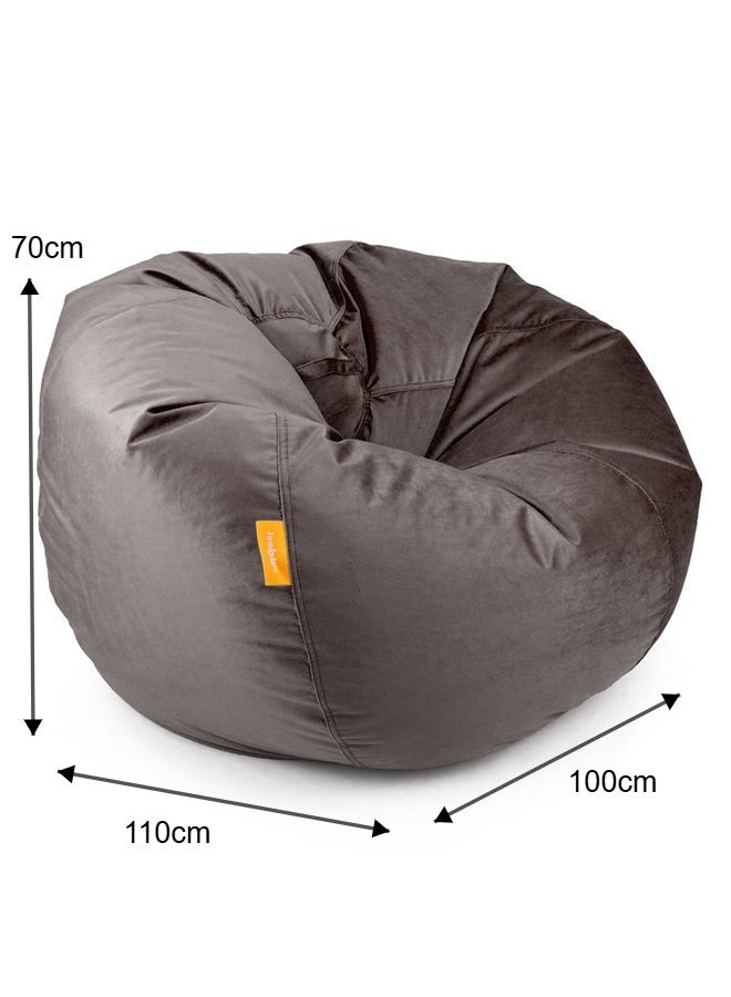 Jumbble Suede Bean Bag with Filling | Ultimate Indoor Lounging Chair for All Ages | Velvet Soft Fabric | Filled with Polystyrene Beads(XXL, Dark Brown)70 X 100 X 110cm - Image 4
