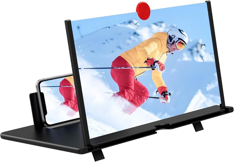 14" Screen Magnifier –3D HD Mobile Phone Magnifying Projector Screen Enlarger for Movies, Videos, and Gaming–Foldable Phone Stand with Screen Amplifier–Supports All Smartphones(Black-14Inch) - Image 1