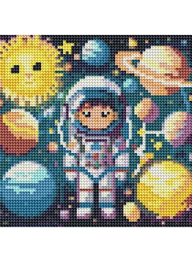 Diamond Painting Kit 5D Diamond Art Set for Kids & Adults DIY Wall Decor Craft,  Young Astronaut Design, Acrylic Diamonds, Adhesive Canvas with Wooden Frame, Relaxing Hobby Art Kit, 20x20 cm - Image 3