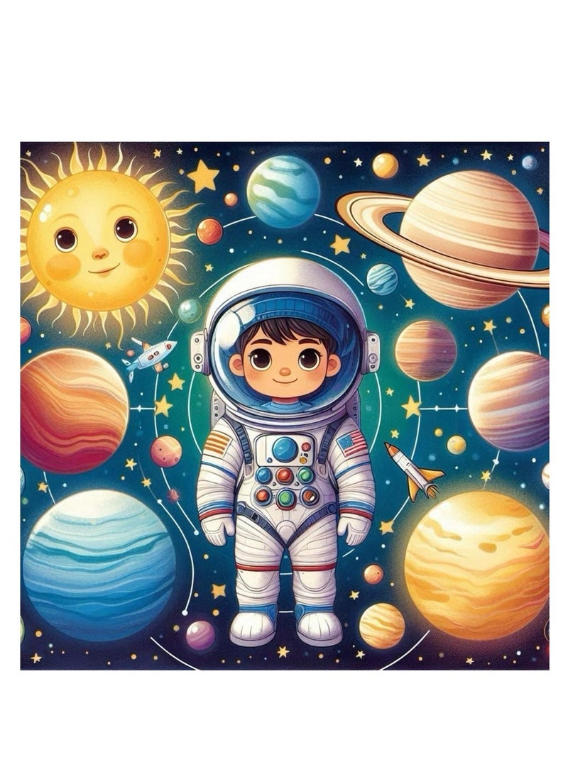 Diamond Painting Kit 5D Diamond Art Set for Kids & Adults DIY Wall Decor Craft,  Young Astronaut Design, Acrylic Diamonds, Adhesive Canvas with Wooden Frame, Relaxing Hobby Art Kit, 20x20 cm - Image 2