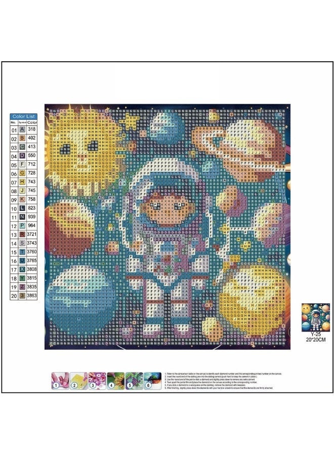 Diamond Painting Kit 5D Diamond Art Set for Kids & Adults DIY Wall Decor Craft,  Young Astronaut Design, Acrylic Diamonds, Adhesive Canvas with Wooden Frame, Relaxing Hobby Art Kit, 20x20 cm - Image 4