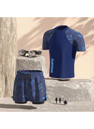 Swimwear Men's Professional Anti-embarrassment Large Size Loose Double-layer Swimming Trunks Sunscreen Hot Spring Full Body Men's Swimwear Suit-Color:Blue Bear Five-piece Suit [swimsuit + Swimming Trunks + Swimming Goggles + Nose Clip + Earplugs]]-Size:2XL (weight 65.00 Kg-72.50 Kg - pzsku/Z962927AA0CA2C19BF663Z/45/1746230498/8d29b7d9-d7a5-40f9-833a-18344e6f57ed