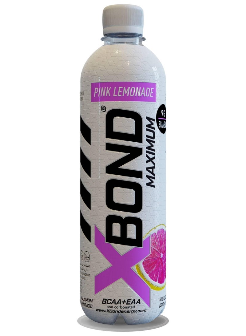 Xbond X-BOND 9g BCAA + EAA Pink Lemonade Maximum Recovery  Non Carbonated Drink Maximum Amino Drink -  Electrolytes Drink - 16 fl oz (500 ml), Sugar Free 34 Calories, 60mg Caffeine (Pack of 12) - Image 2