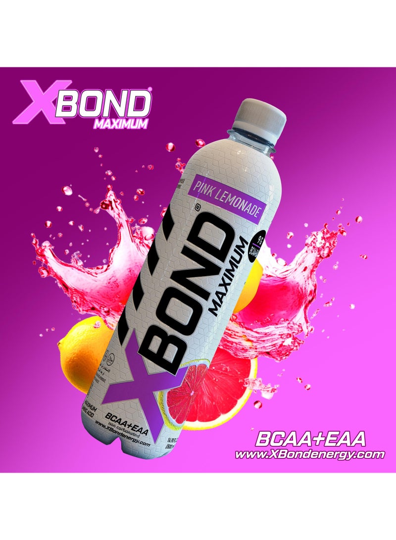 Xbond X-BOND 9g BCAA + EAA Pink Lemonade Maximum Recovery  Non Carbonated Drink Maximum Amino Drink -  Electrolytes Drink - 16 fl oz (500 ml), Sugar Free 34 Calories, 60mg Caffeine (Pack of 12) - Image 5