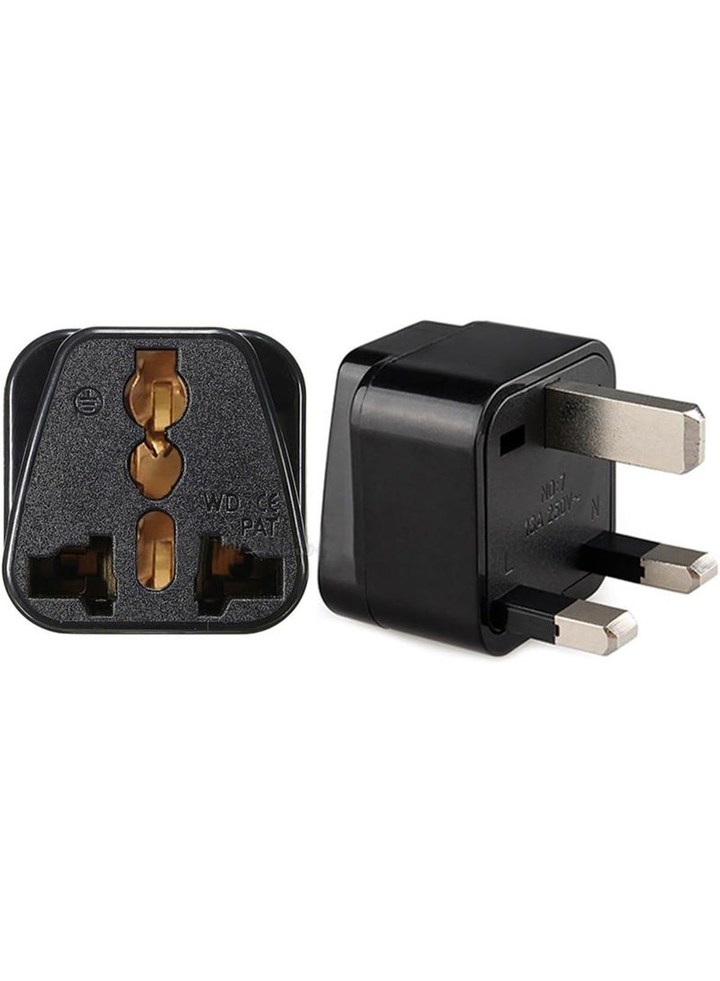 VIUAUAX [2-Pack] USA/Canada/EU/AU to UAE Dubai UK HK Plug Converter, 3-Pin Travel Adapter Plug, Universal Socket Travel Adaptor Converter for Business Trip Holiday Hotel Airport (Black) - Image 1