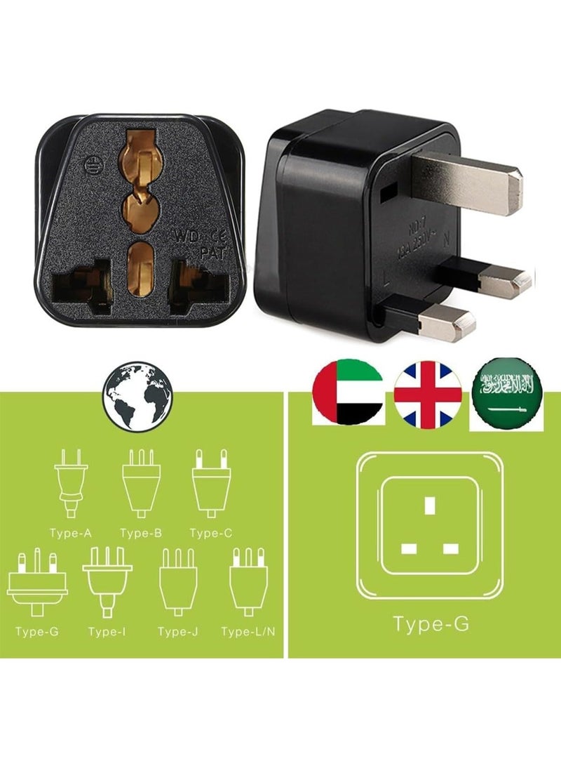 VIUAUAX [2-Pack] USA/Canada/EU/AU to UAE Dubai UK HK Plug Converter, 3-Pin Travel Adapter Plug, Universal Socket Travel Adaptor Converter for Business Trip Holiday Hotel Airport (Black) - Image 3