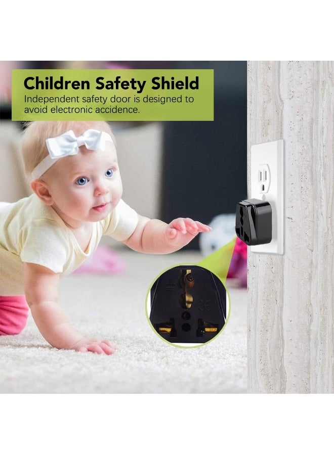 VIUAUAX [2-Pack] USA/Canada/EU/AU to UAE Dubai UK HK Plug Converter, 3-Pin Travel Adapter Plug, Universal Socket Travel Adaptor Converter for Business Trip Holiday Hotel Airport (Black) - Image 4