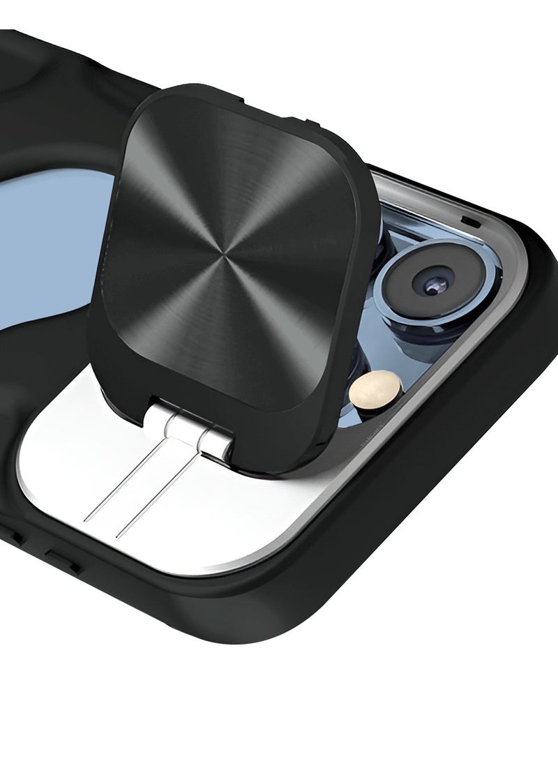 CATANES Slim Soft Case for iPhone 13 Pro Max - TPU Shockproof Case with Lens Protection Kickstand and Logo View Window - Black - Image 4