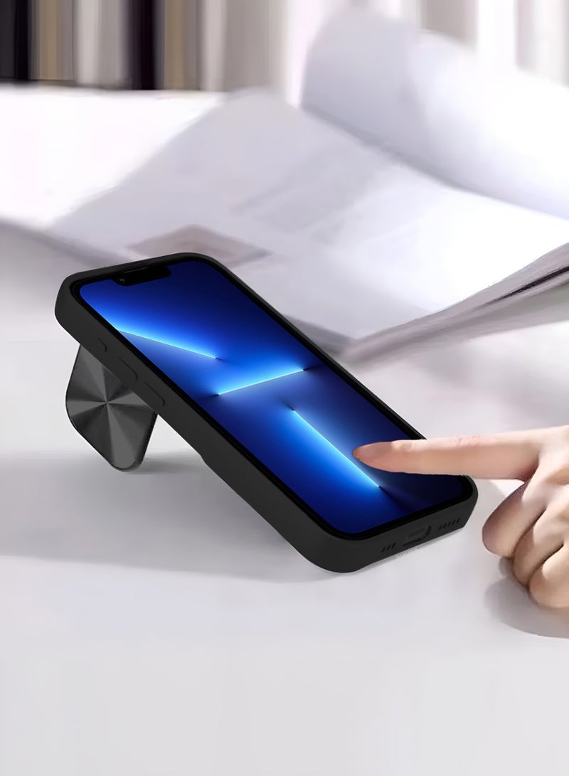 CATANES Slim Soft Case for iPhone 13 Pro Max - TPU Shockproof Case with Lens Protection Kickstand and Logo View Window - Black - Image 5