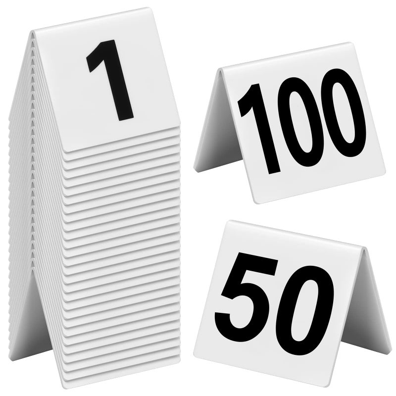 Tuanse 100 Pcs Acrylic Table Numbers 1100 Double Sided Minimalist Restaurant Wedding Table Tent Cards for Party Event Banquets Wedding Reception 25 x 2 x 16 InchBlack Number