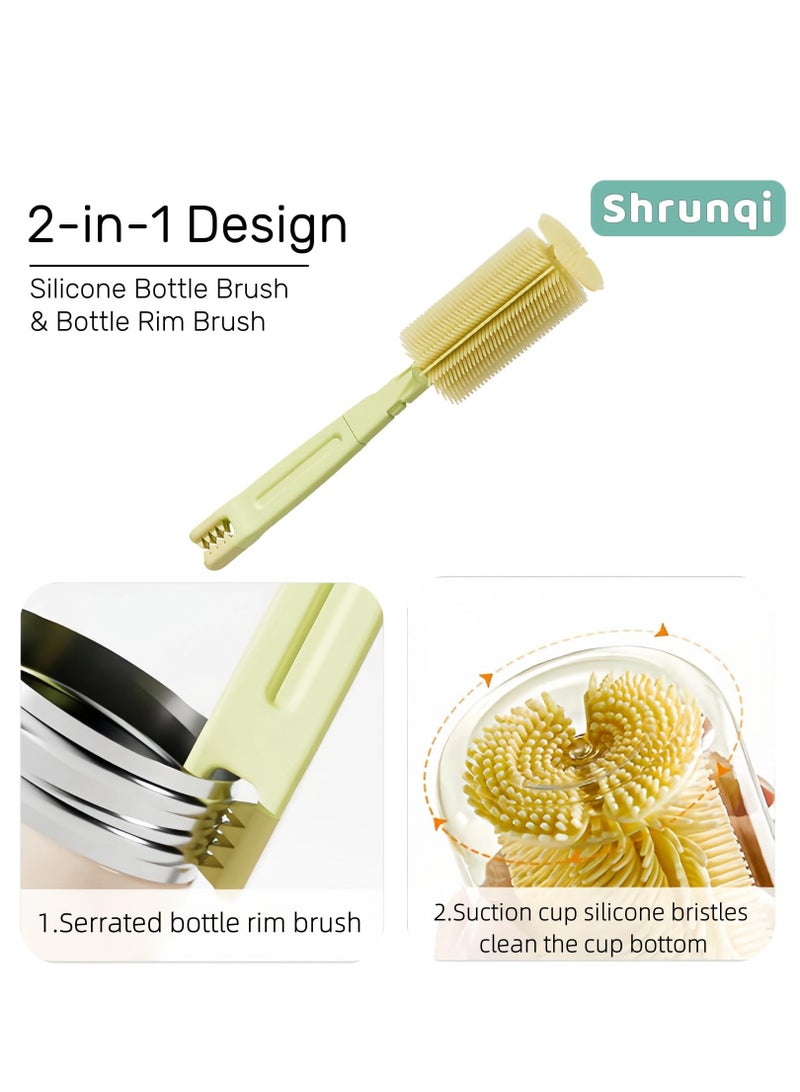 KASTWAVE Baby Bottle Brush Set,7 in 1 Bottle Cleaner Brush Kit with Silicone Bottle Brush,Nipple Cleaning Brush,Straw Brush,Soap Dispenser,Storage Box,Bottle Drying Rack for Home and Travel,White  - Image 3