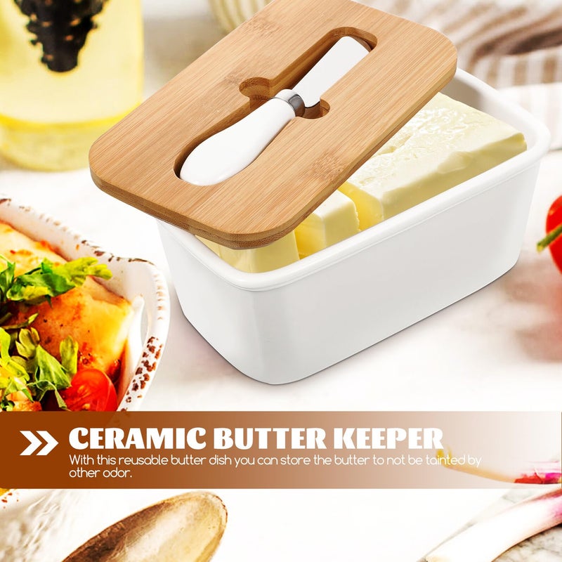 Ceramic Butter Dish with Cutter Set Storage Container for Kitchen Countertop - Image 5