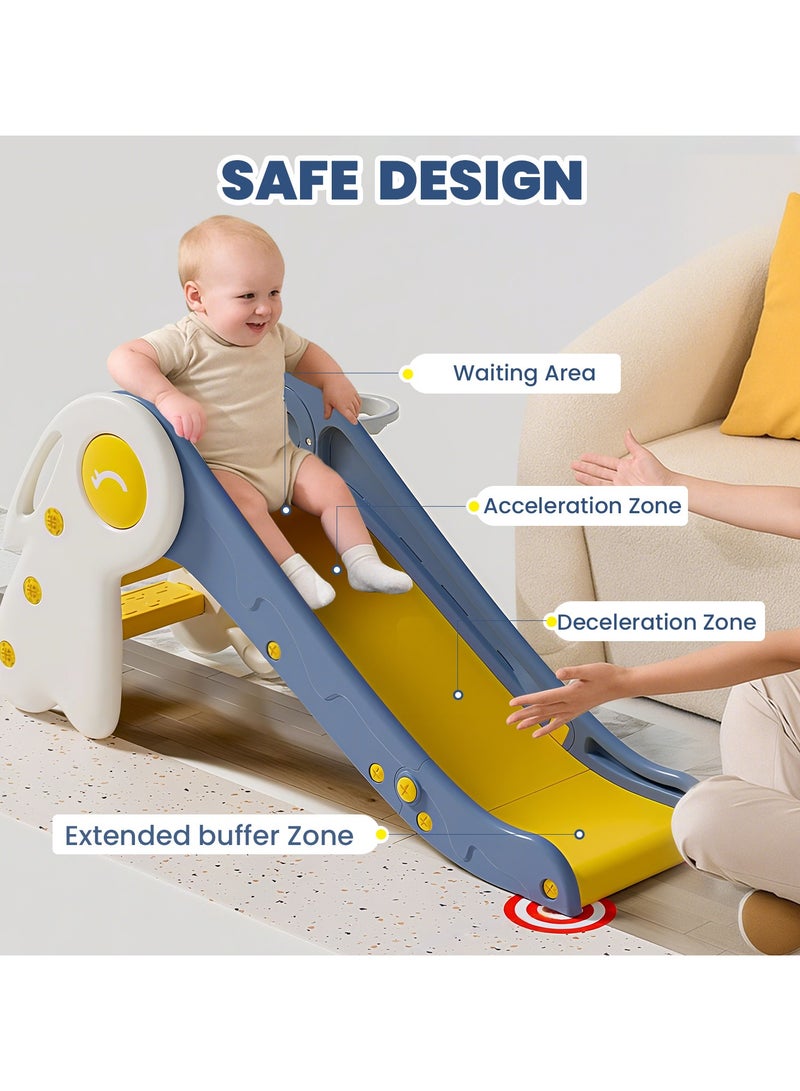 VUCATIN Toddler Slide Kids Indoor Outdoor Playset with Basketball Hoop Foldable Baby Plastic Climber for Kids Age 1-3 (Blue) - Image 2