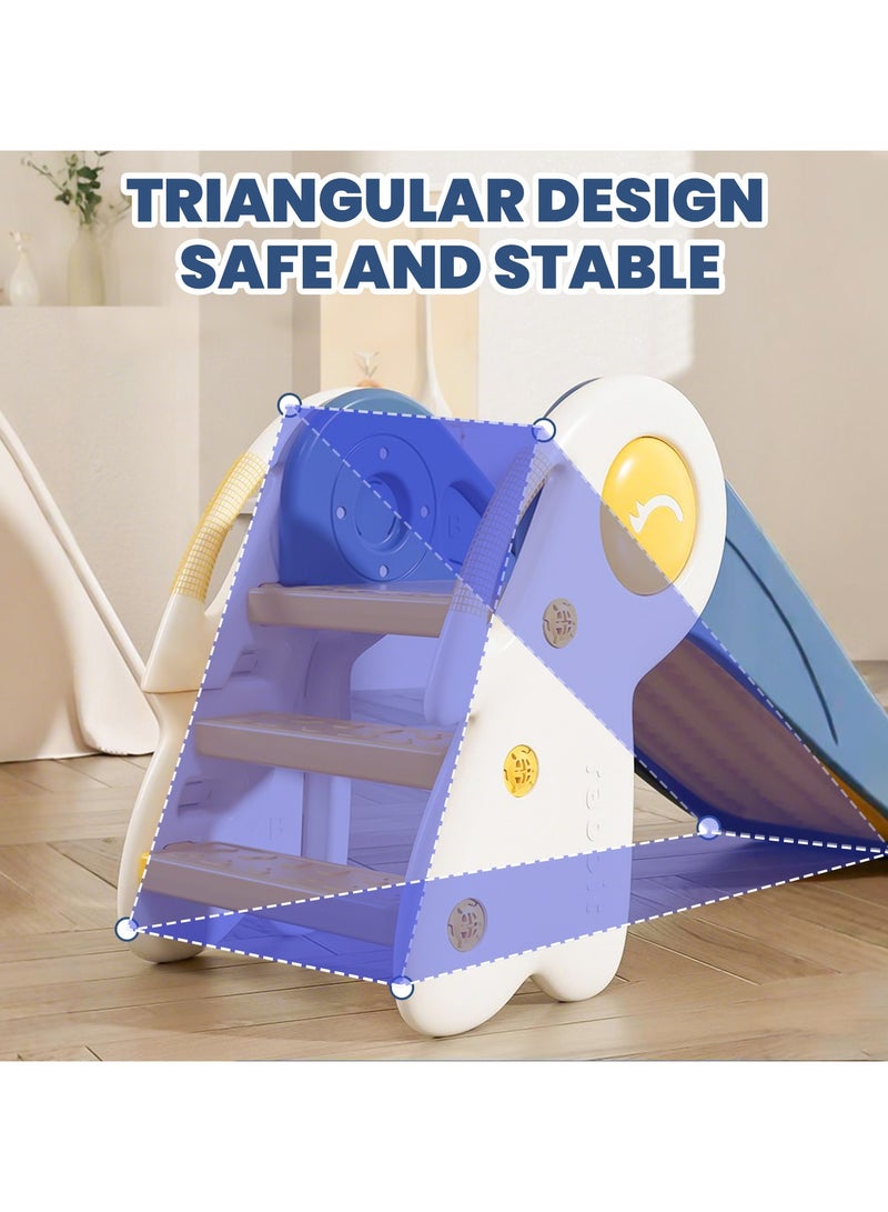 VUCATIN Toddler Slide Kids Indoor Outdoor Playset with Basketball Hoop Foldable Baby Plastic Climber for Kids Age 1-3 (Blue) - Image 3