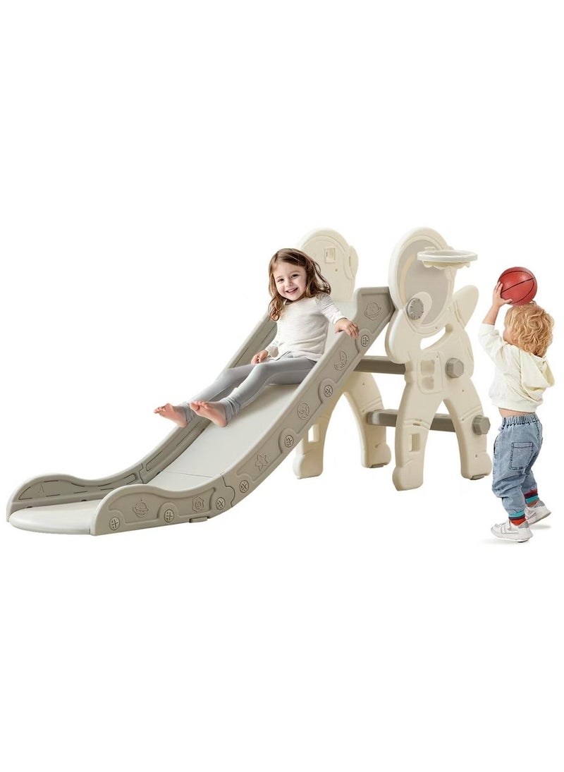 بوكولا زحليقه اطفال مع طوق كرة السلة، زحليقه قابلة للطي للأطفال الصغار والأولاد والبنات المتسلقين، ألعاب داخلية وخارجية، 145*33*68.5  سم - Image 1