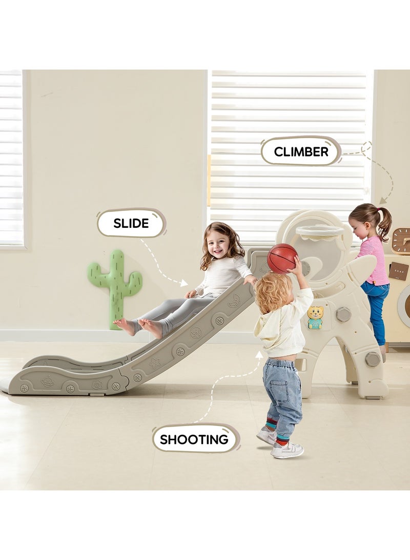 Pokuula Children's Slide With Basketball Hoop, Folding Slide For Toddler Children Boys Girls Climber, Indoor Outdoor Toys，145*33*68.5cm  - Image 4
