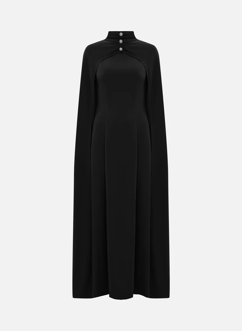 Lichi Fitted maxi dress with floor-length cape