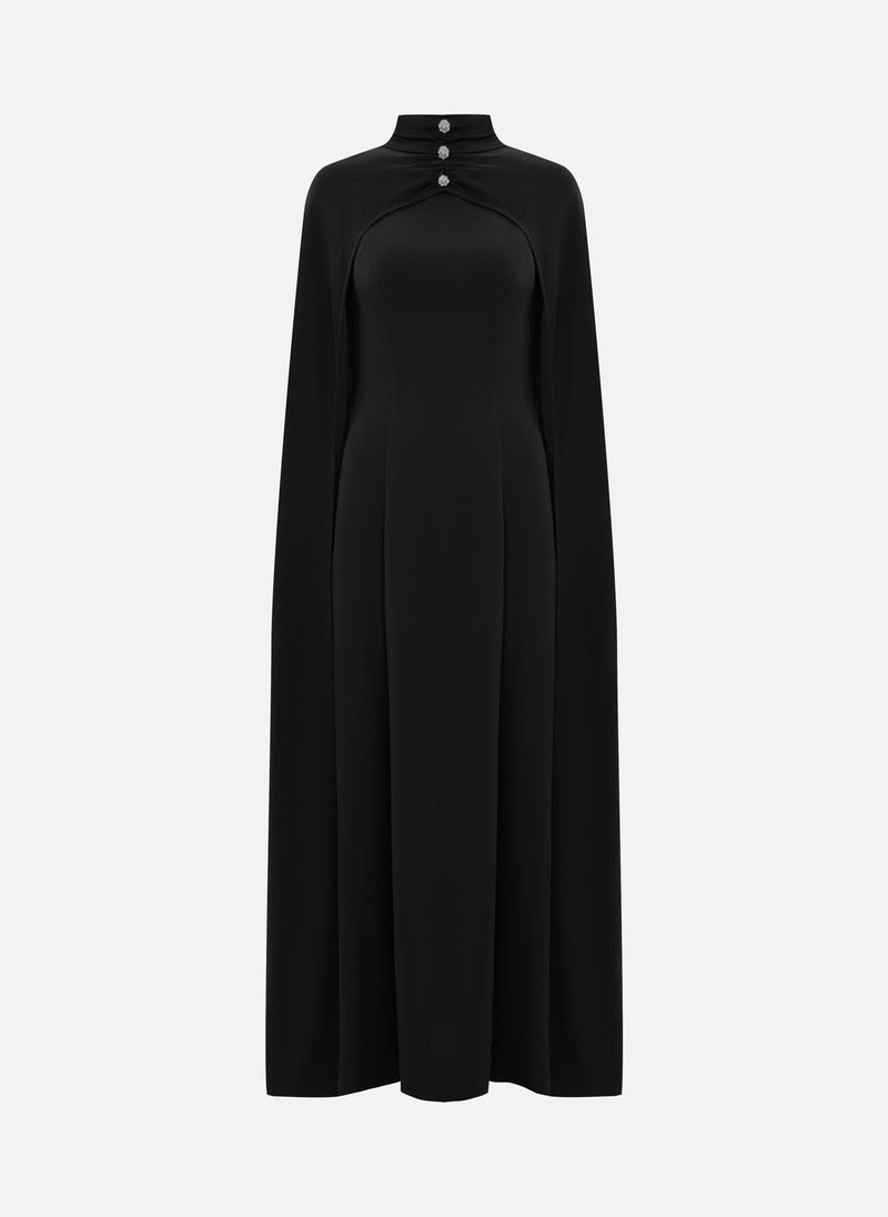 Lichi Fitted maxi dress with floor-length cape - Image 2