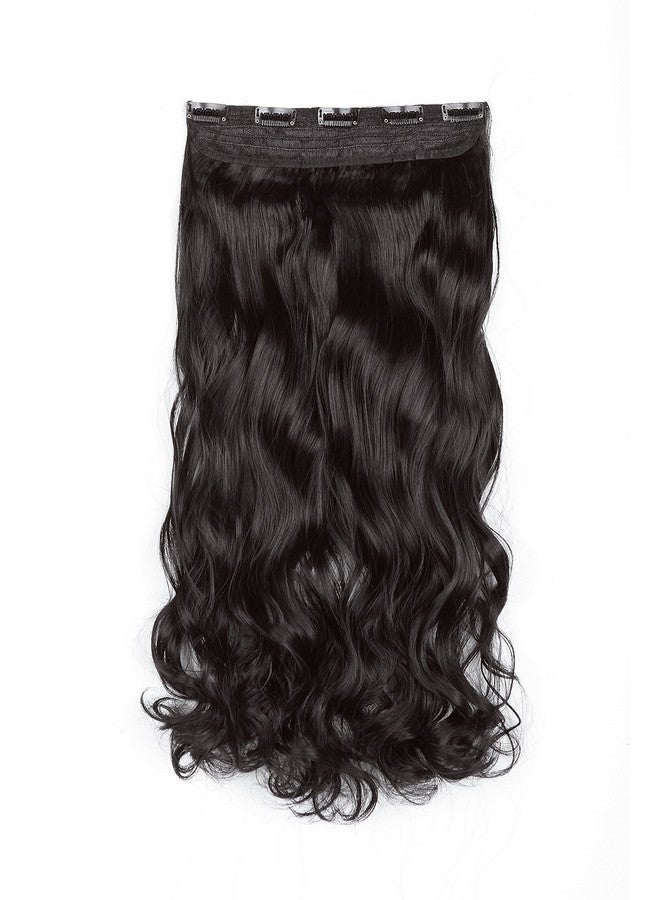 SWACC 20" Women 3/4 Full Head Instant One Piece Curly Body Wave Heat Resistance Synthetic Clip In Hair Extension (Dark Brown-4#)