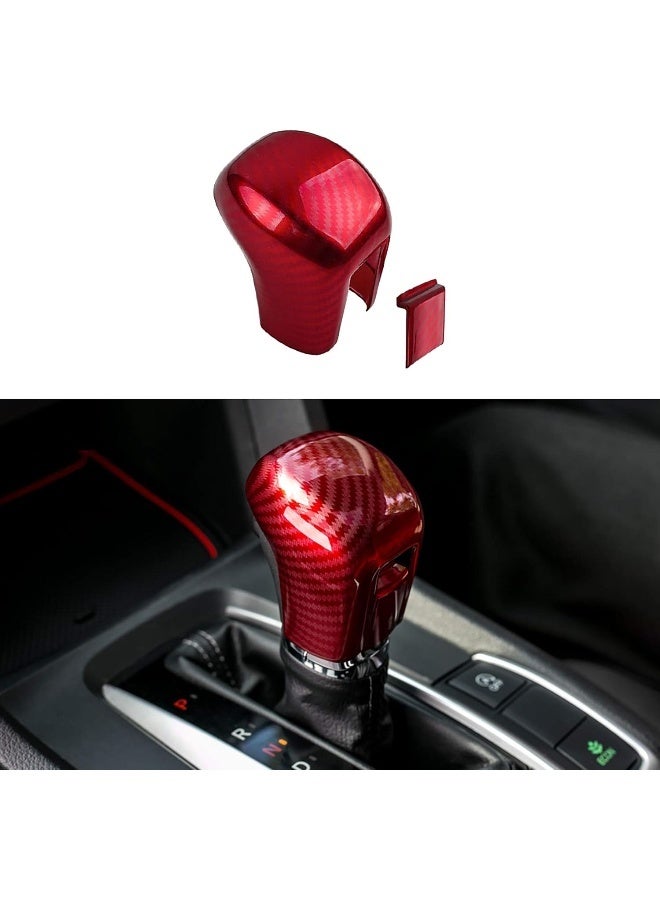 Thenice For 10Th Gen Civic Gear Shifting Knob Cover Abs Red Carbon Fiber Cvt Automatic Transmission Lever Trim - Image 1