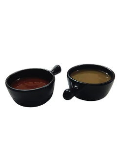Home Decorise Home Decorise Melamine Small Chutney Dip Bowl witth Handle Set for SnacksTiny Sauce Dip Bowls for Party and Daily use Serving Platter Unbreakable Matt Black Pack of 4  - Image 4