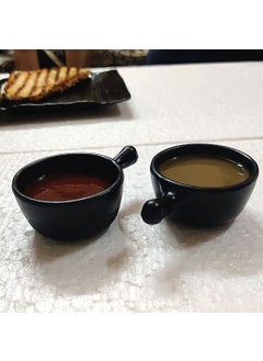 Home Decorise Home Decorise Melamine Small Chutney Dip Bowl witth Handle Set for SnacksTiny Sauce Dip Bowls for Party and Daily use Serving Platter Unbreakable Matt Black Pack of 4  - Image 3