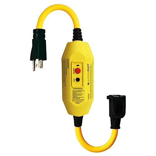 Electriduct GFCI Inline with 18" Single Outlet Cord UL Outdoor Waterproof 15 Amp 12 Gauge Auto Reset GFI Adapter - Image 1