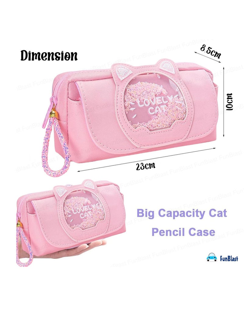 FunBlast Stationery Pouch for Girls Large Capacity Pencil Bag Multi Purpose Pencil Case with Zipper Lock  Kawaii Pouch Pen   Pencil Bag for School Kids Girls  Pink - Image 2