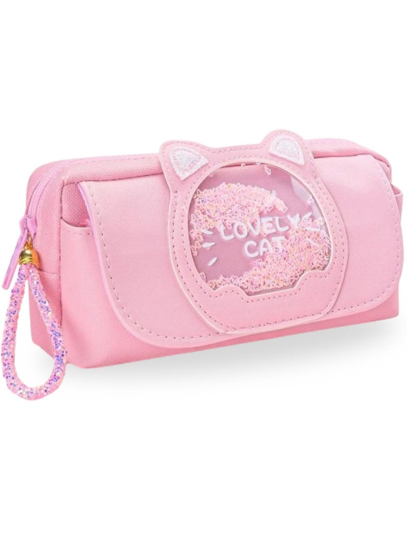 FunBlast Stationery Pouch for Girls Large Capacity Pencil Bag Multi Purpose Pencil Case with Zipper Lock  Kawaii Pouch Pen   Pencil Bag for School Kids Girls  Pink - Image 1