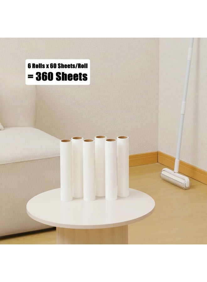 MINGRACE 6 Pack 9.45 inch Lint Roller Refill Extra Sticky 9.4-9.5 inch Wide Large Lint Roller Refills for Floor Pet Hair Remover Replacement Refills Total 360 Sheets (6 Sticky Rolls) - Image 5
