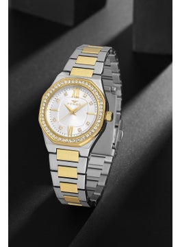 FERRO Women's Silver-Yellow Stone Wristwatch + Original Guaranteed Bracelet with Gift  - Image 1