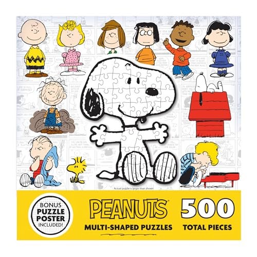 RoseArt Peanuts Jigsaw Puzzle Set 12 Individually Shaped Mini Puzzles Featuring Beloved Characters Includes Bonus Poster Adult Family Fun - Image 1