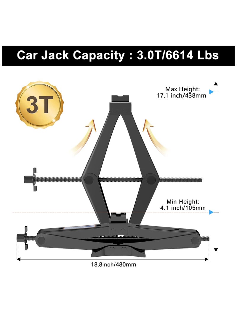 ZLH HITY - Scissor Jack for Car - 3 Ton (6609 lbs) Car Jack Kit with Saving Effort Ratchet Design,Portable Car Tire Jack for Auto/SUV/MPV - Image 1