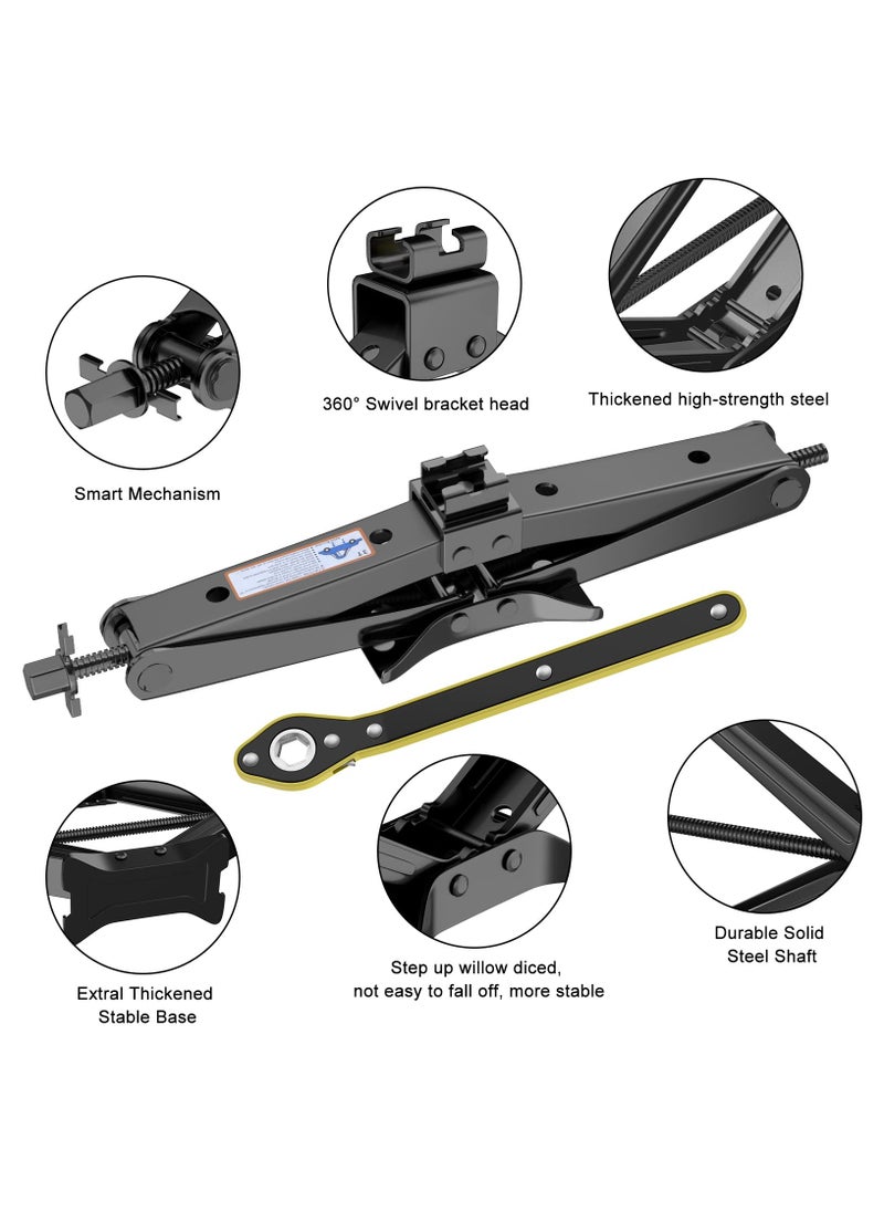 ZLH HITY - Scissor Jack for Car - 3 Ton (6609 lbs) Car Jack Kit with Saving Effort Ratchet Design,Portable Car Tire Jack for Auto/SUV/MPV - Image 1