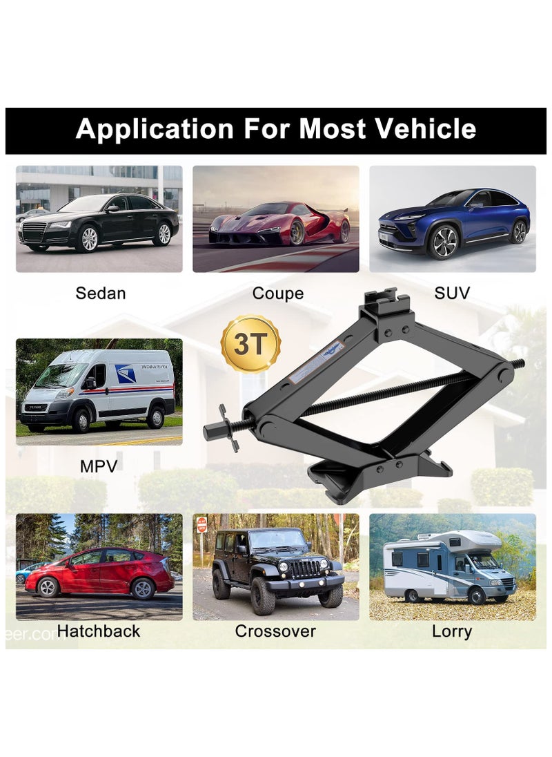 ZLH HITY - Scissor Jack for Car - 3 Ton (6609 lbs) Car Jack Kit with Saving Effort Ratchet Design,Portable Car Tire Jack for Auto/SUV/MPV - Image 1