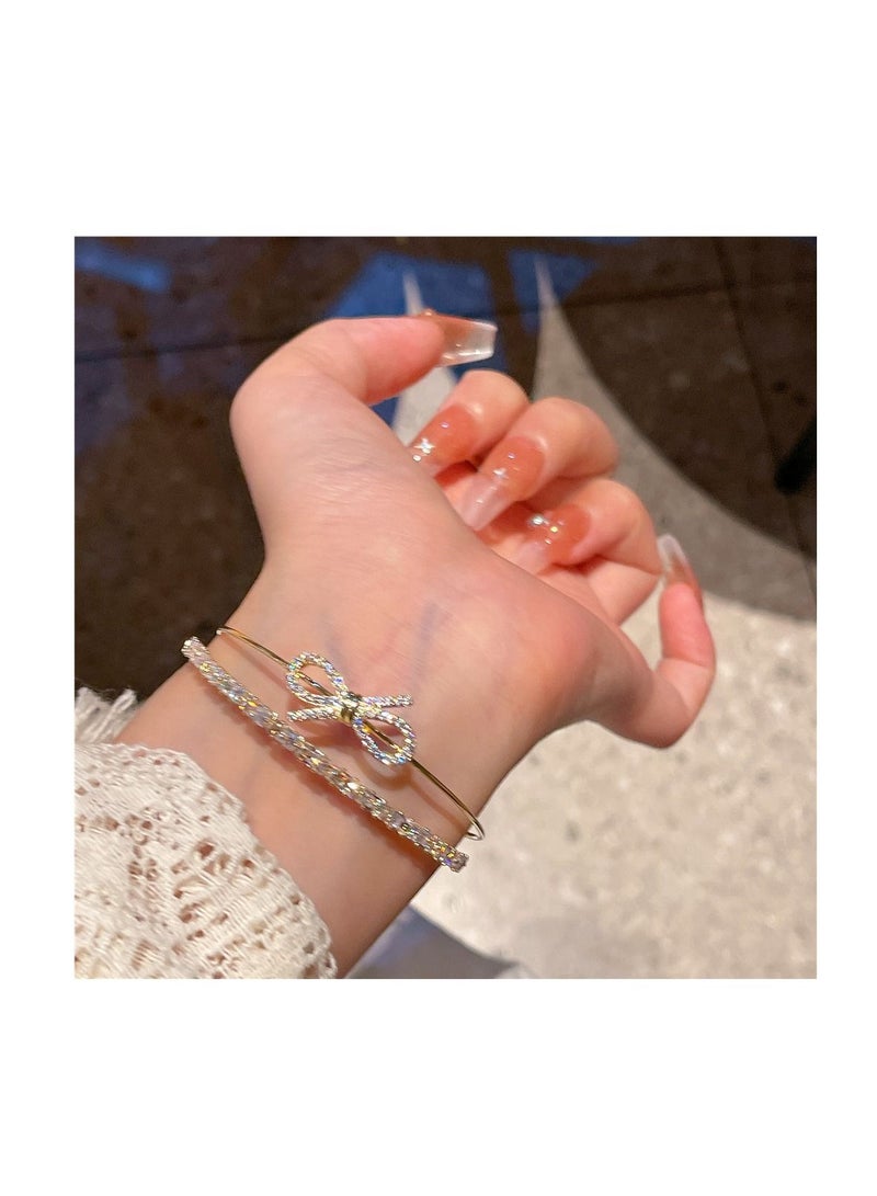 14K gold-plated copper and cubic zirconia bracelet  - Image 1