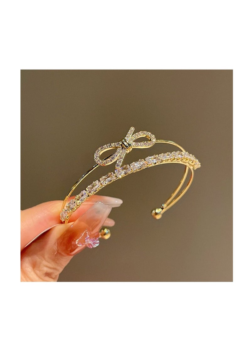 14K gold-plated copper and cubic zirconia bracelet  - Image 2
