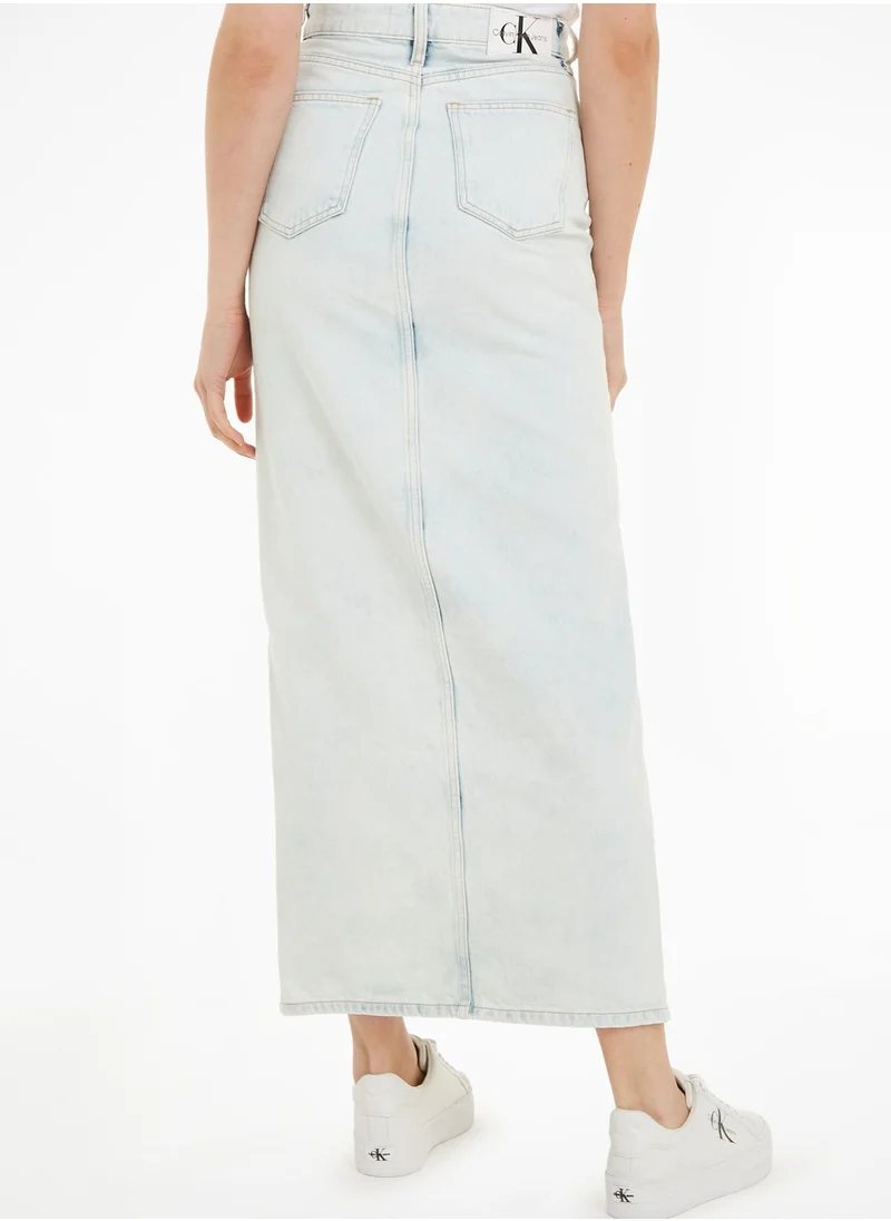 Calvin Klein Jeans Front Slit Denim Skirt
