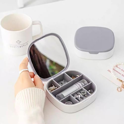 Nibbler Travel Jewelry Box, Small Jewelry Box with Mirror, Plastic Lipstick Jewelry Organiser Box To Girl Women,Mini Jewerly Storage Holder for Earrings,Ring, Necklaces(Multicolor) (Modern) - Image 4