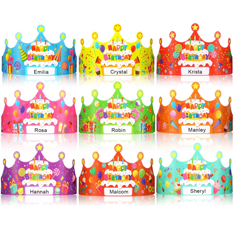Faccito 36 Pcs Birthday Crowns for Kids Classroom Bulk Happy Birthday Paper Hats with Elastic Band for Classroom Preschool Kindergarten Elementary School Vbs Party Supplies - Image 3