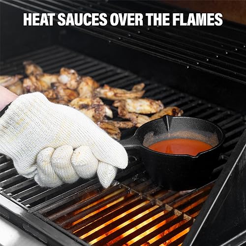 Shop Square Small Cast Iron Basting Pot with Silicone BBQ Brush – Cast Iron Saucepan for Grilling, Smoking, Butter Melting Pot, 15 Oz - Image 4
