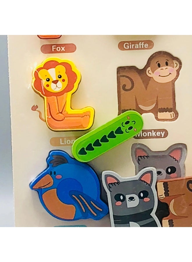 Wooden Alphabet Puzzle Board for Kids – ABC Letters with Animals | Educational Learning Toy for Toddlers - Image 4