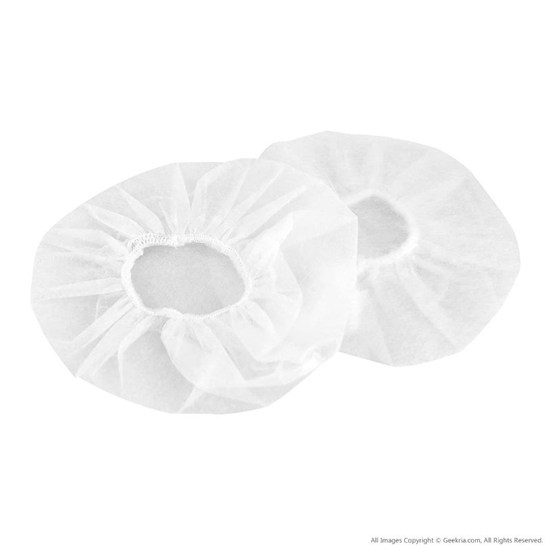 Geekria Geekria 100 Pairs Disposable Headphones Ear Cover for Over-Ear Headset, MRI Headset Earcup for Bulk Pack, Stretchable Sanitary Ear Pads Cover, Hygienic Ear Cushion Protector (M/White)  - Image 4