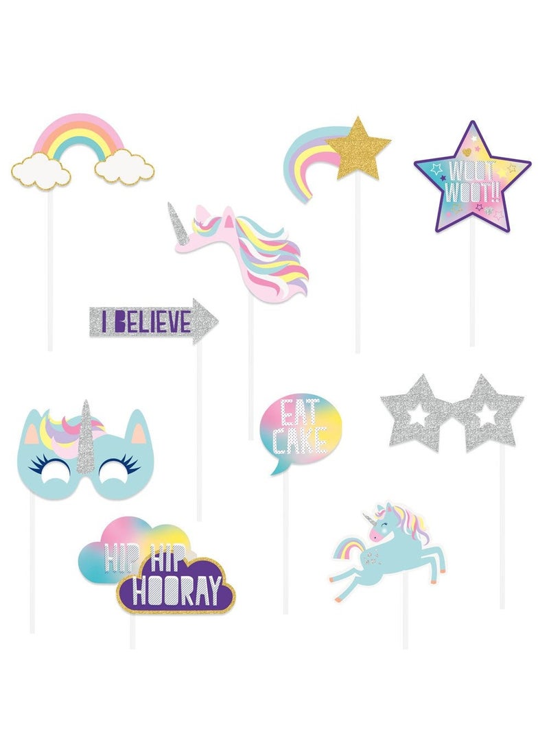 Unique Unicorns Photo Props Pastel Cardboard 10-Pack - Image 1