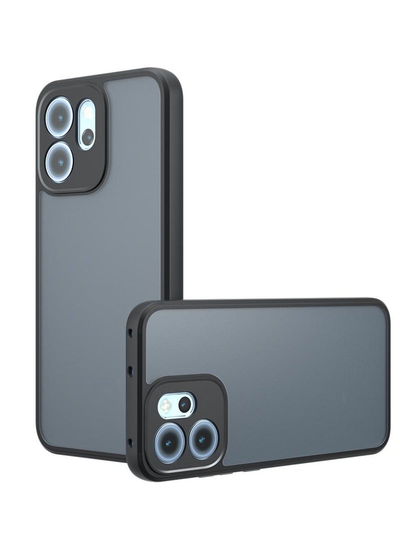 Case Cover Shockproof Hard PC Back Soft TPU Frame Matte Black Slim Protective Cover Compatible with Oppo Reno 14F ( Black) - Image 1