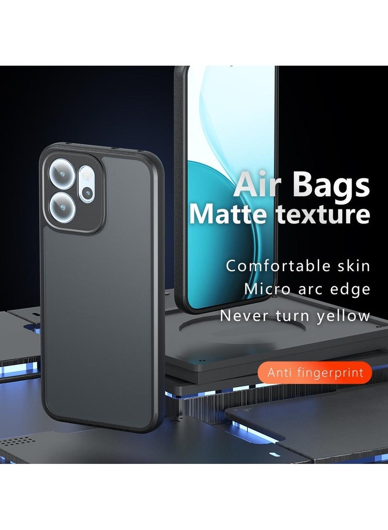 Case Cover Shockproof Hard PC Back Soft TPU Frame Matte Black Slim Protective Cover Compatible with Oppo Reno 14F ( Black) - Image 2